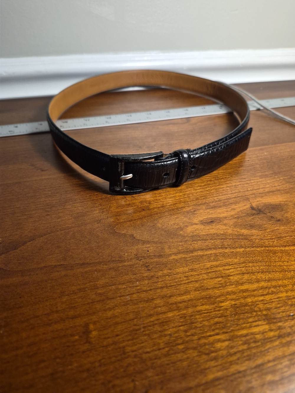 Lauren Ralph Lauren Black Leather Belt with Silver Buckle Size M